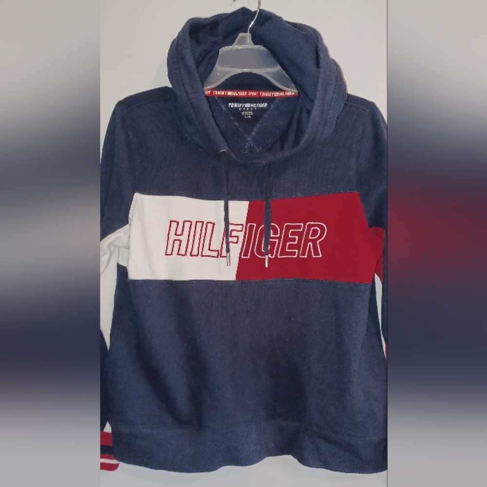 Tommy Hilfiger Men's Vintage Navy and Red Hoodie